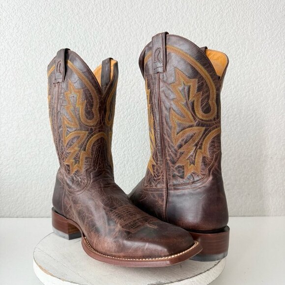 NEW Rod Patrick Mens Cowboy Boots 15.5AAA Perro Loco Brown Square Toe Western - Picture 1 of 11